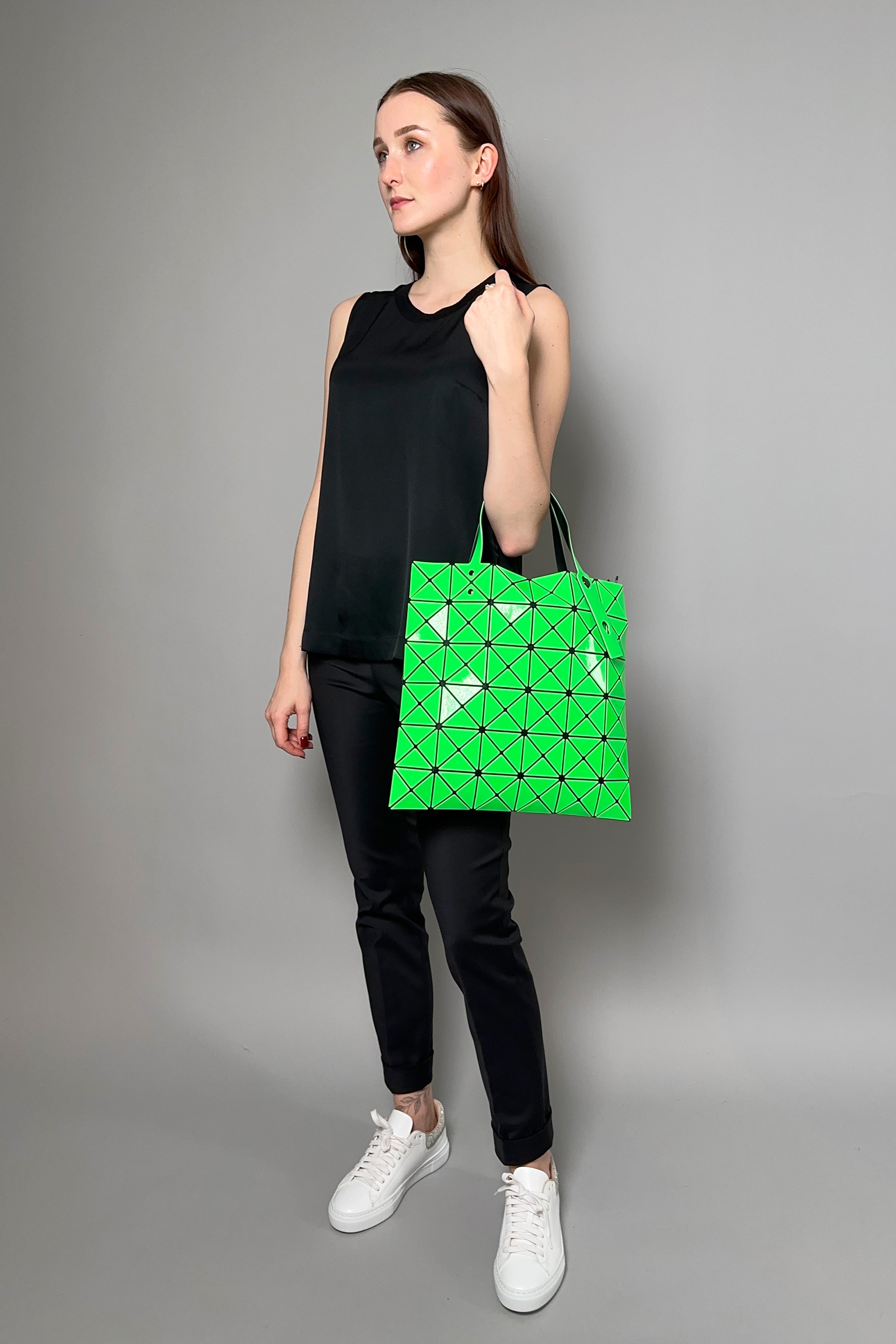 Bao Bao Issey Miyake Medium Lucent Gloss Tote Bag in Bright Green Ashia Mode