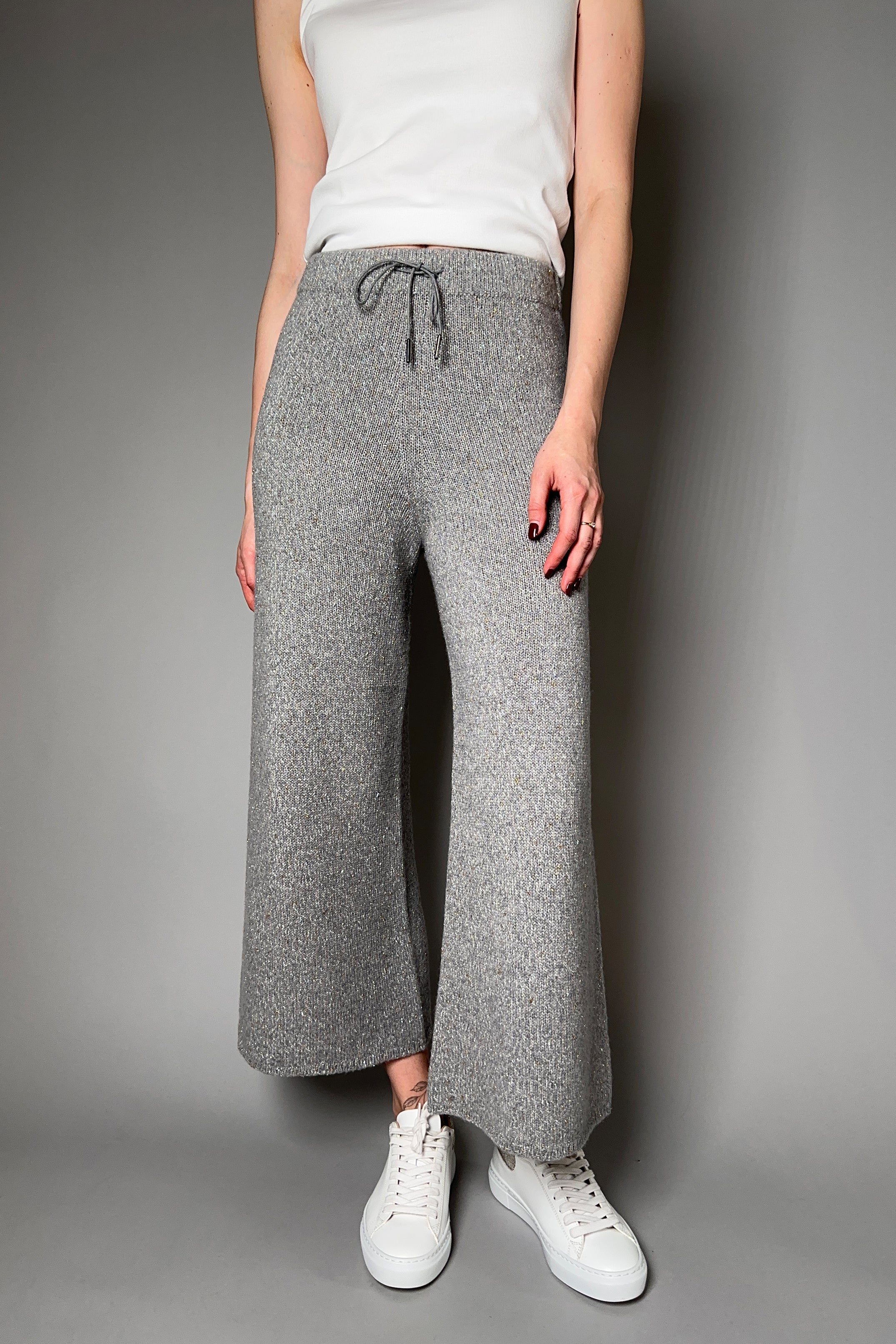 Fabiana Filippi Knit Pants with Sparkly Lurex in Grey – Ashia Mode