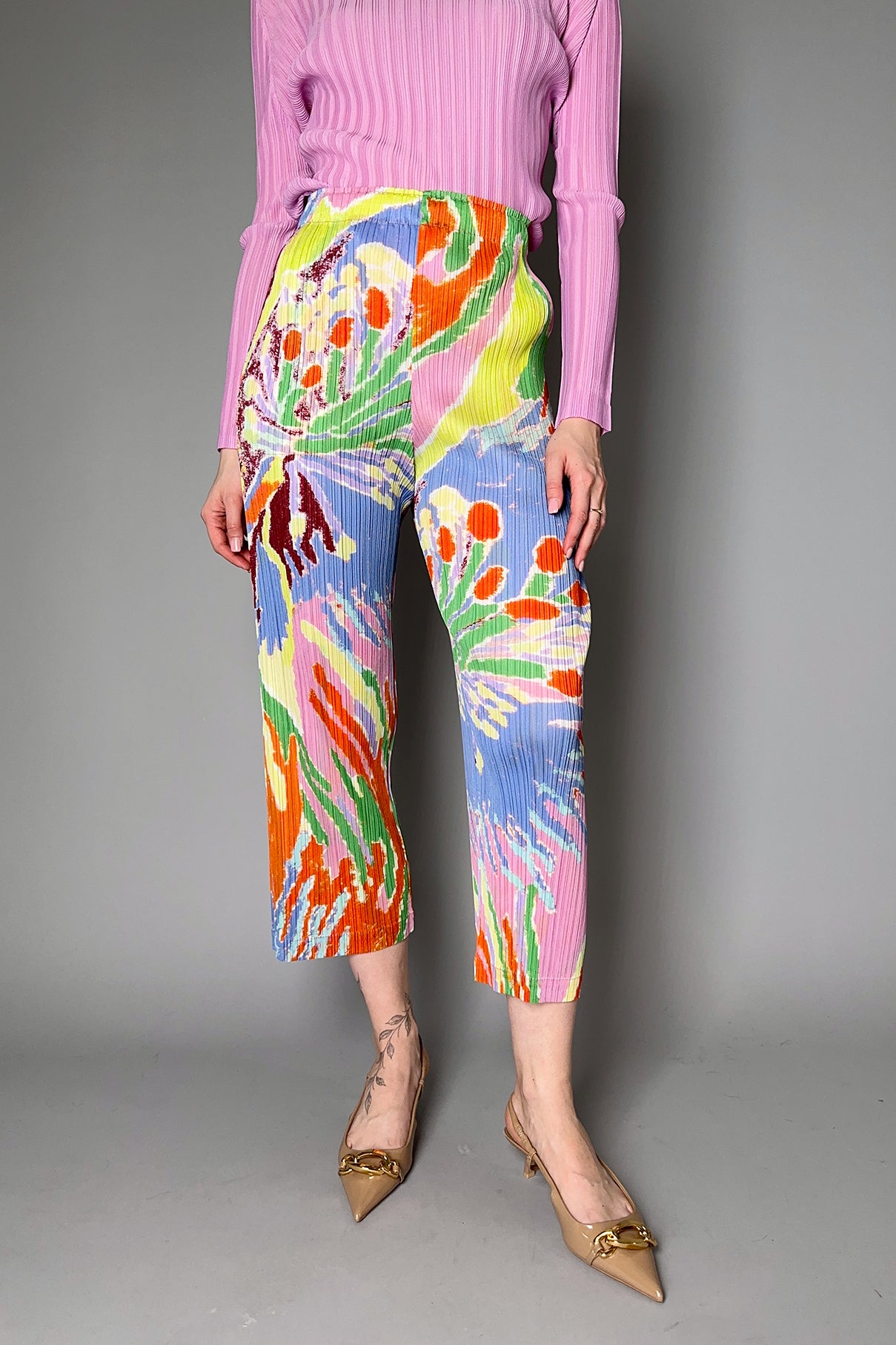 Pleats Please Issey Miyake Frosty Forest Multi Colour Pants