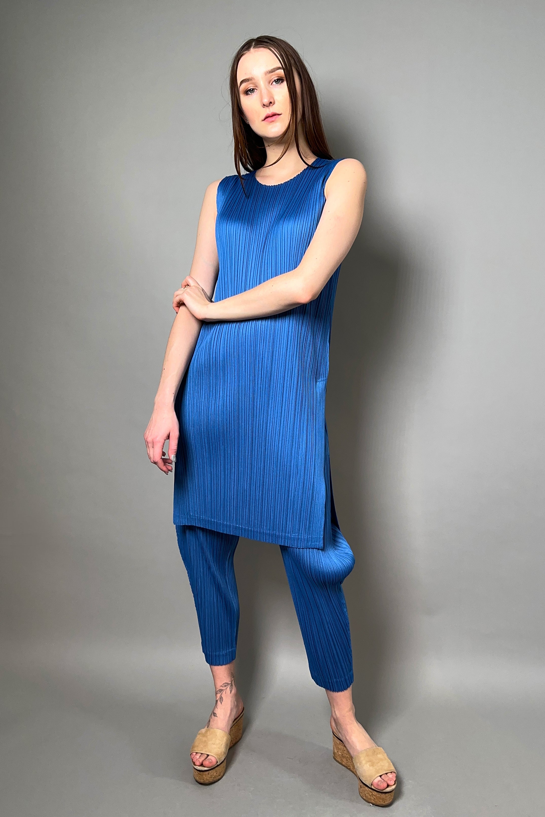 Pleats Please Monthly Colors: March Tunic in Steel Blue