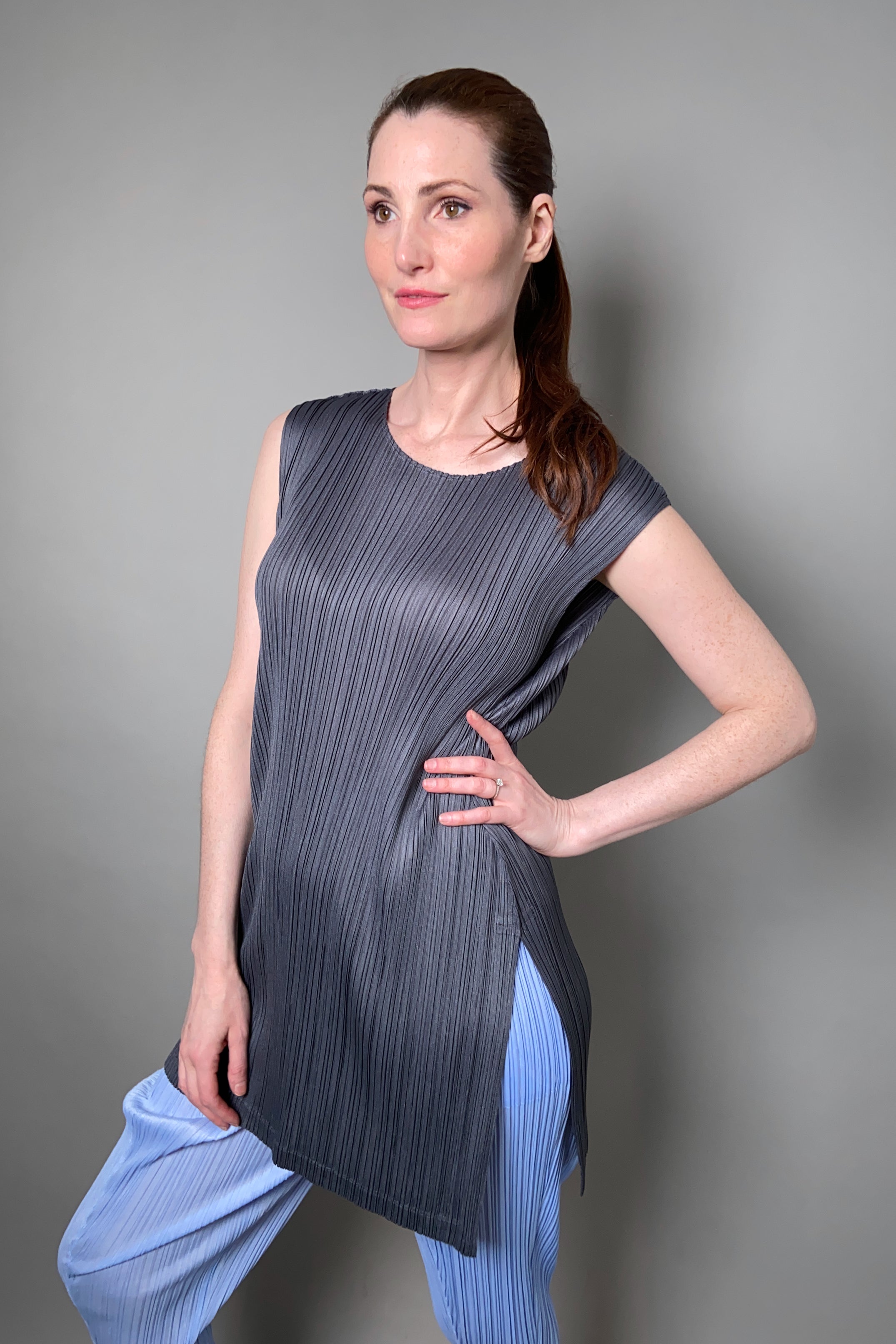 Pleats Please Monthly Colours: July Tunic in Dark Grey