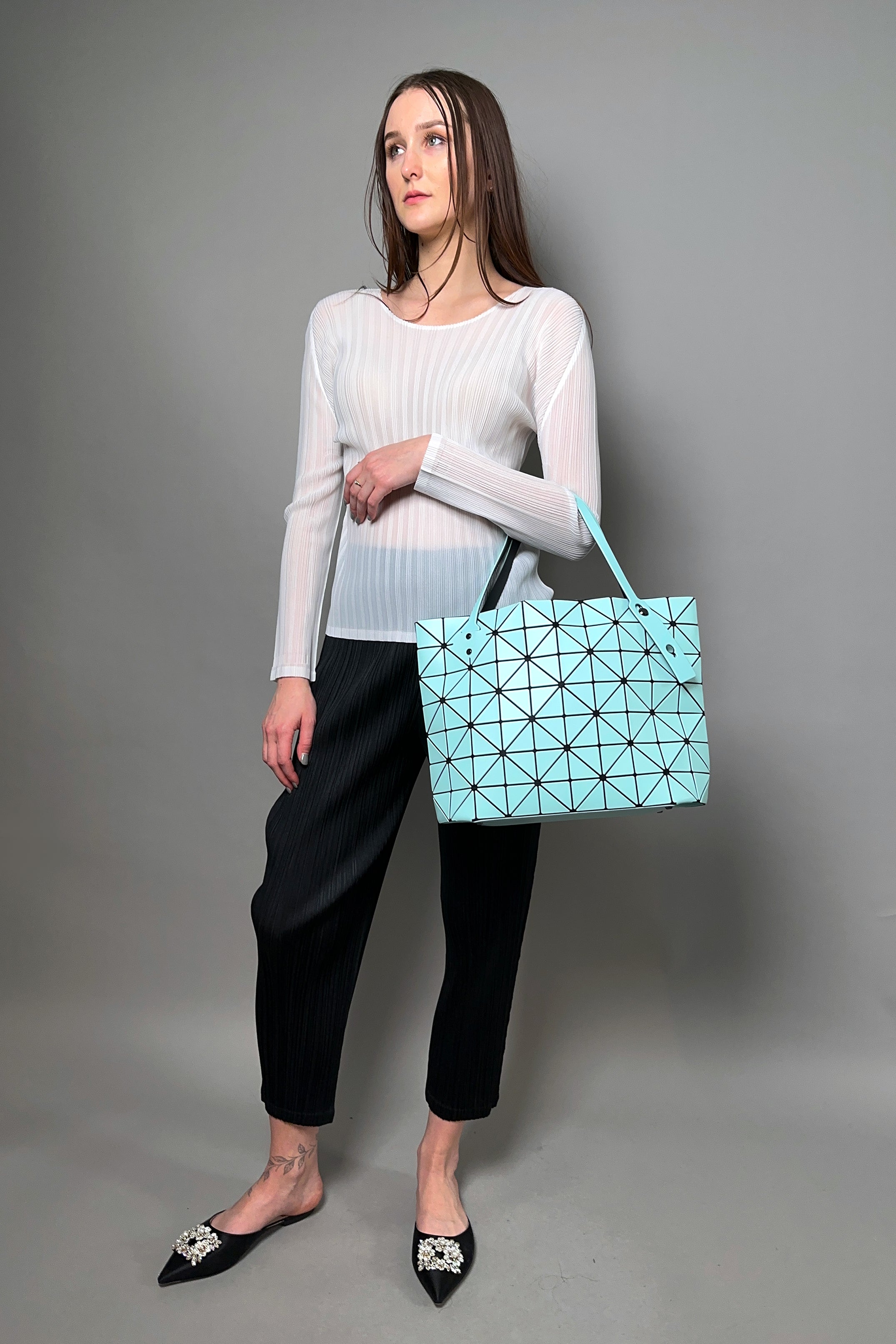 Bao Bao Issey Miyake Rock Matte Handbag in Mint Green – Ashia Mode