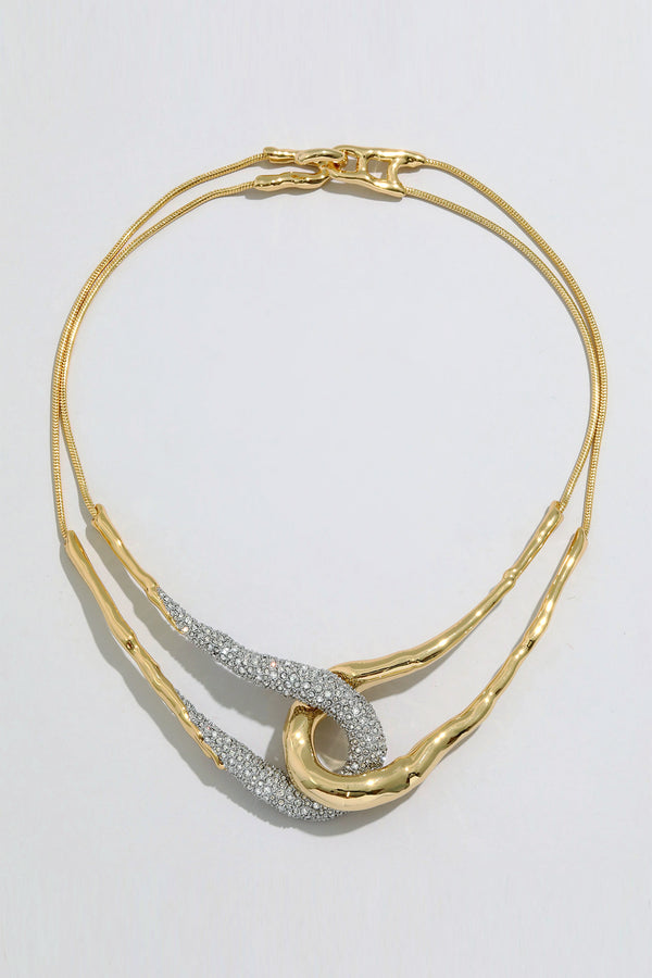 Alexis Bittar  Solanales Gold Crystal Interlock Necklace