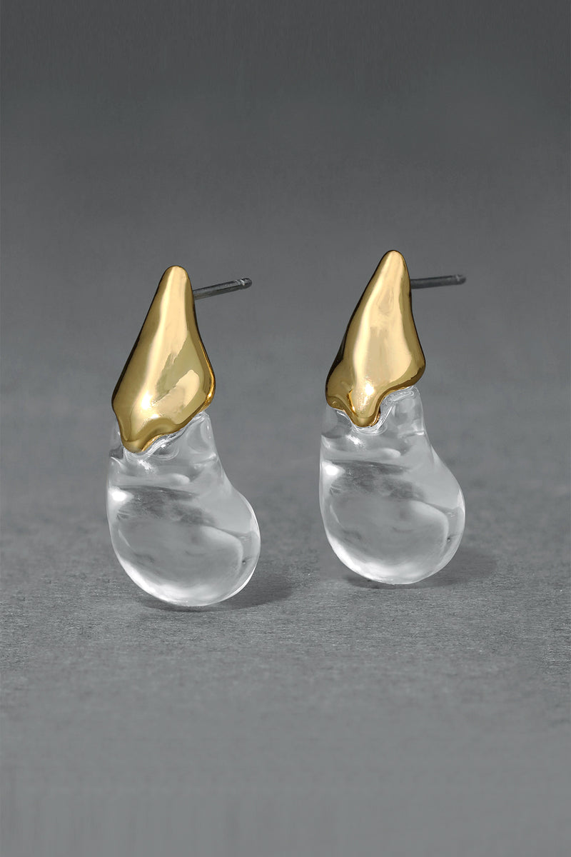 Alexis Bittar Liquid Clear Lucite Arched Small Post Earring in Gold Vancouver. Shop Online or in Store. 