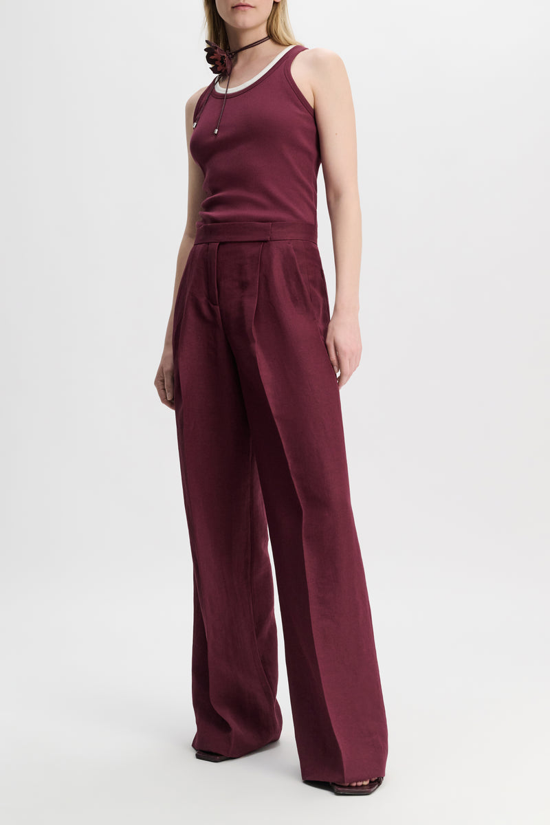 Dorothee Schumacher Fine Rib Cotton Tank Top in Burgundy