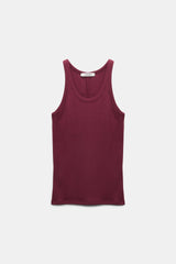 Dorothee Schumacher Fine Rib Cotton Tank Top in Burgundy