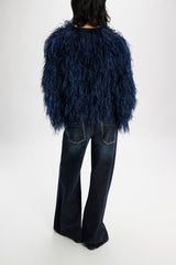 Dorothee Schumacher Ostrich Feather Jacket in Navy