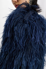 Dorothee Schumacher Ostrich Feather Jacket in Navy