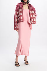 Dorothee Schumacher Bias Cut Slouchy Satin Skirt in Pink