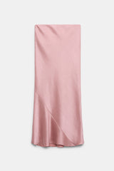 Dorothee Schumacher Bias Cut Slouchy Satin Skirt in Pink