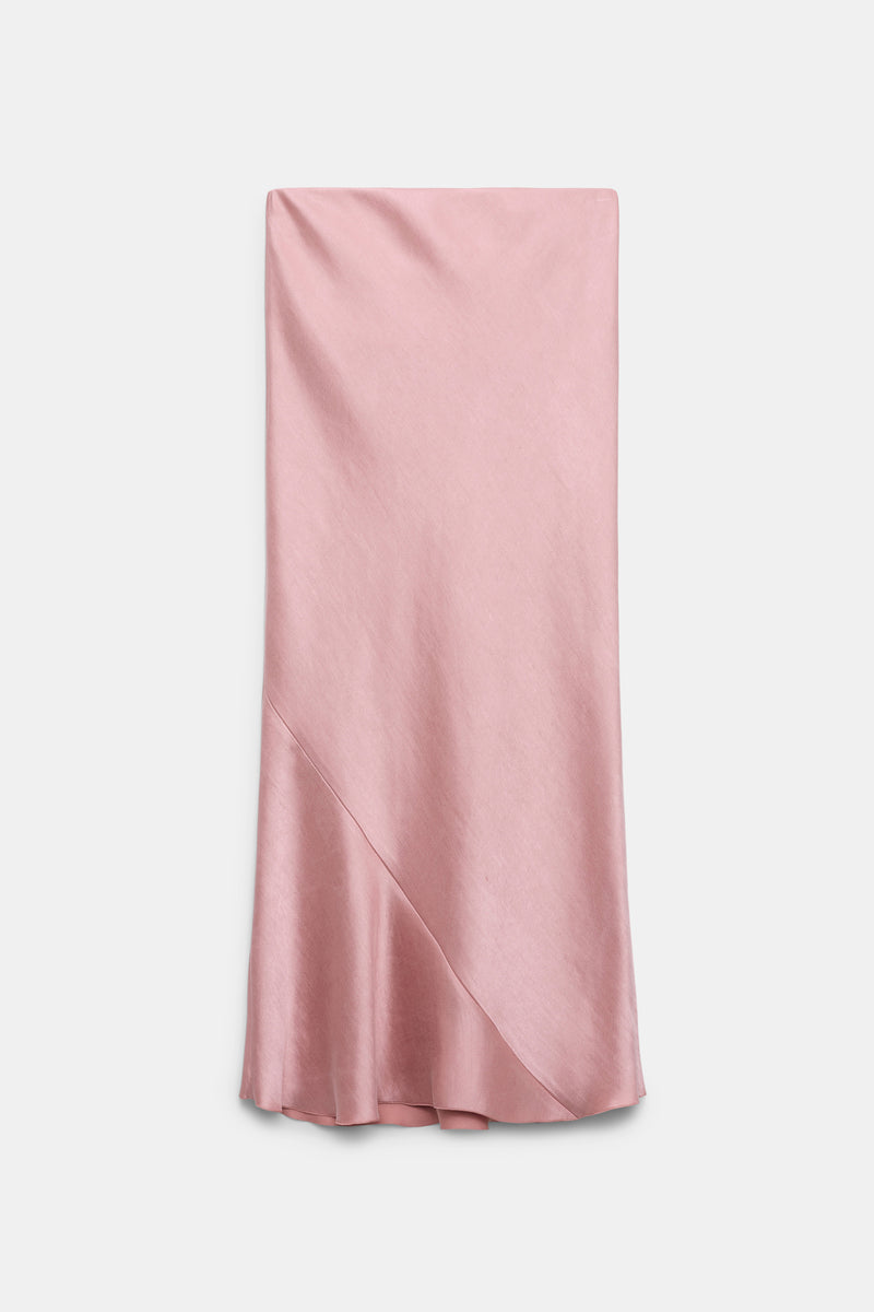 Dorothee Schumacher Bias Cut Slouchy Satin Skirt in Pink