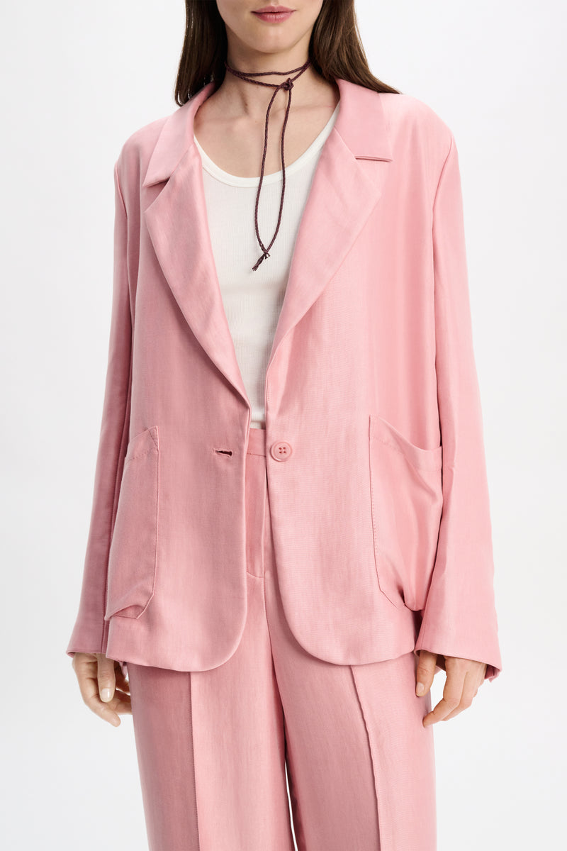 Dorothee Schumacher Slouchy Satin Blazer in Pink