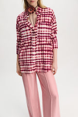 Dorothee Schumacher Silk-Viscose Plaid Oversized Shirt in Pink