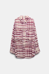 Dorothee Schumacher Silk-Viscose Plaid Oversized Shirt in Pink