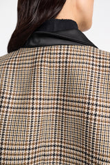 Dorothee Schumacher Houndstooth Tweed Tuxedo Style Jacket in Beige Mix