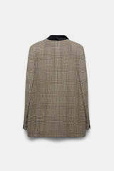 Dorothee Schumacher Houndstooth Tweed Tuxedo Style Jacket in Beige Mix