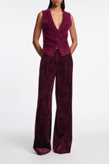 Dorothee Schumacher Wide Leg Pleated Corduroy Trousers in Burgundy Vancouver. Shop Online or in Store. 
