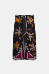 Dorothee Schumacher Flower Print Silk Twill Skirt in Multicolour Vancouver. Shop Online or in Store. 