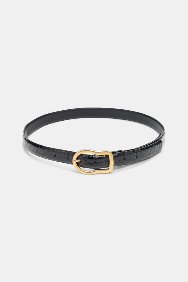 Dorothee Schumacher Reversible Belt With Signature Buckle in Black