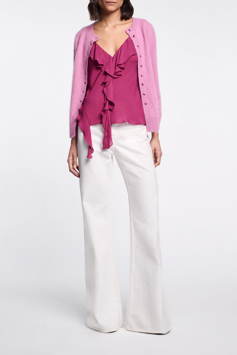 Dorothee Schumacher Fluffy Knit Cardigan in Pink Begonia