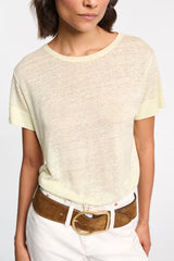 Dorothee Schumacher Round Neck Hemp T-Shirt in Yellow