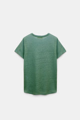 Dorothee Schumacher Round Neck Hemp T-Shirt in Jade Green