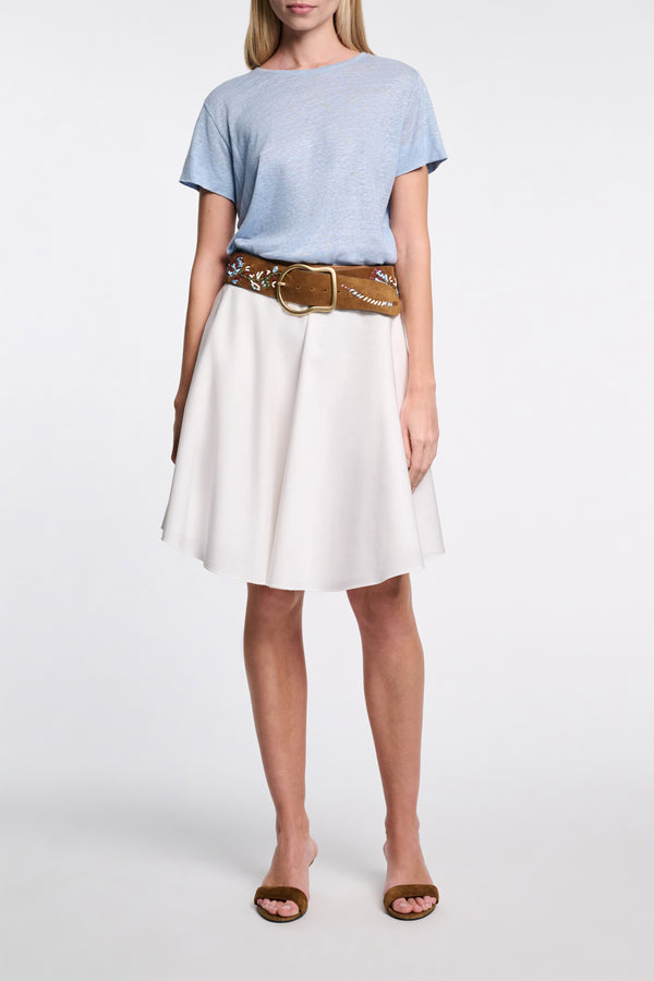 Dorothee Schumacher Round Neck Hemp T-Shirt in Blue