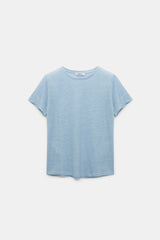 Dorothee Schumacher Round Neck Hemp T-Shirt in Blue