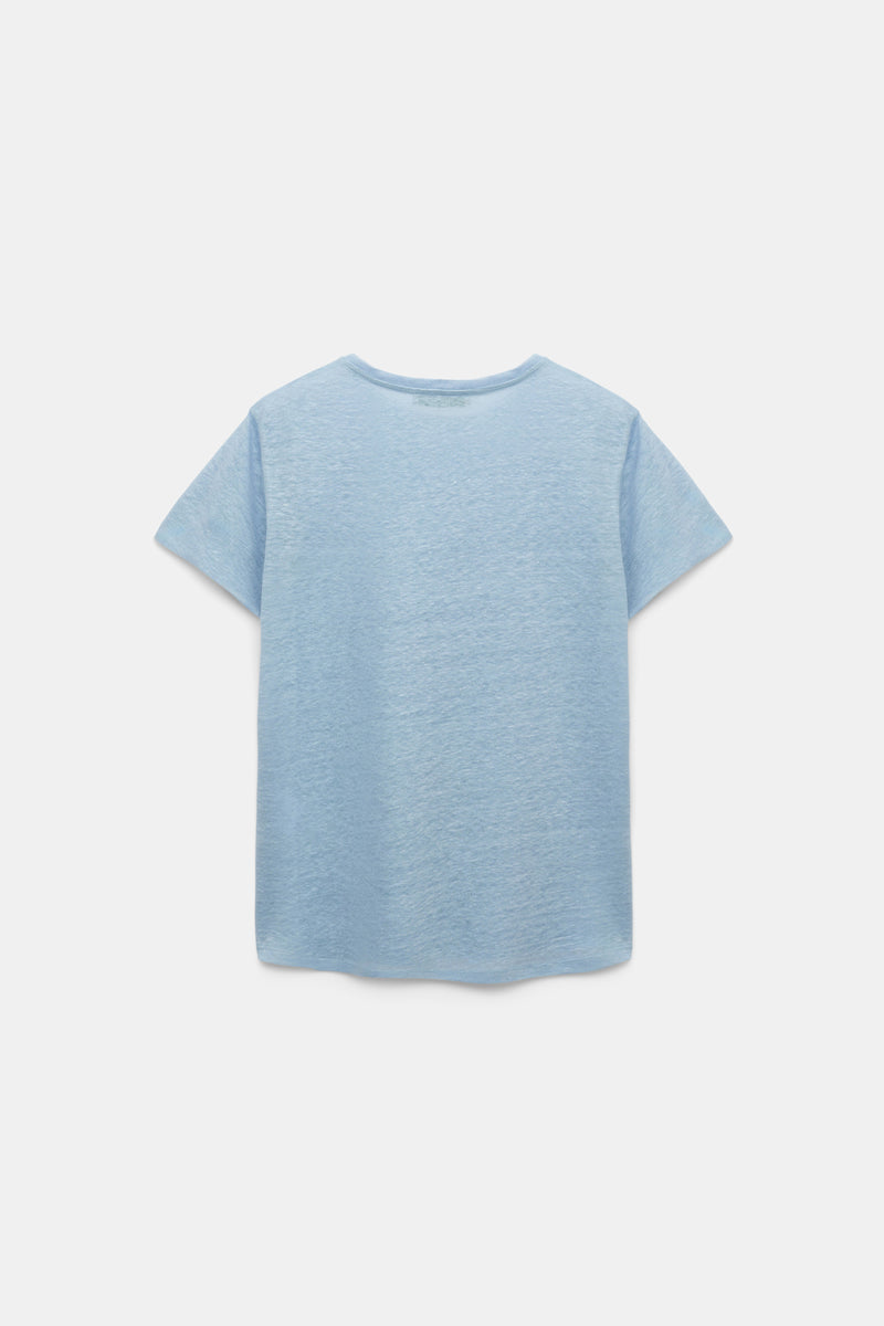 Dorothee Schumacher Round Neck Hemp T-Shirt in Blue