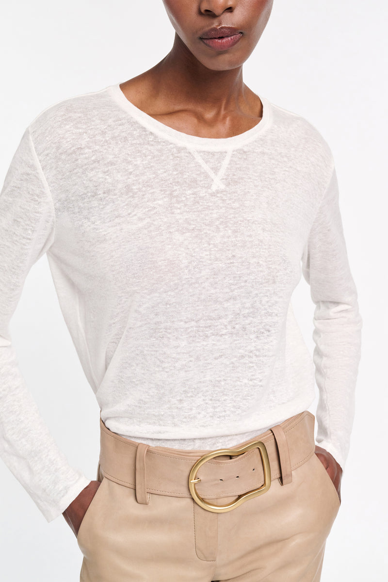 Dorothee Schumacher Long Sleeve Hemp T-Shirt in White