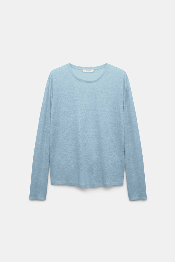 Dorothee Schumacher Long Sleeve Hemp T-Shirt in Blue