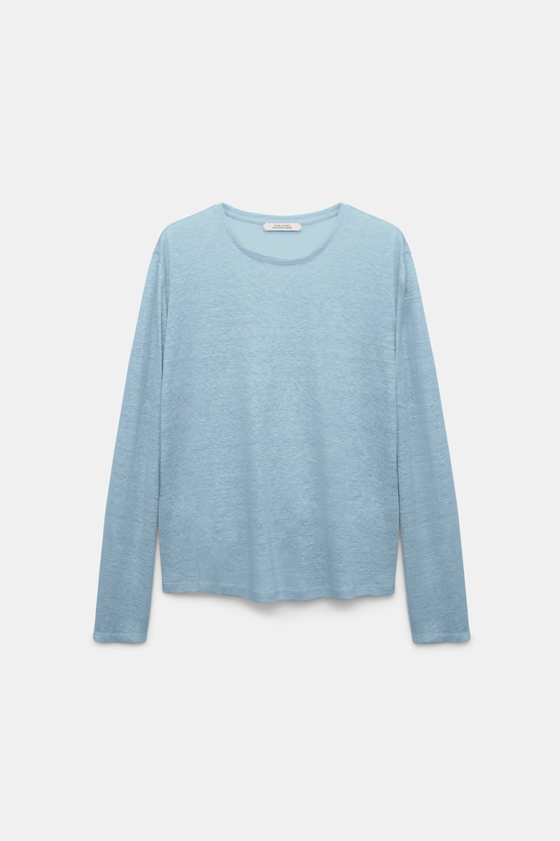 Dorothee Schumacher Long Sleeve Hemp T-Shirt in Blue