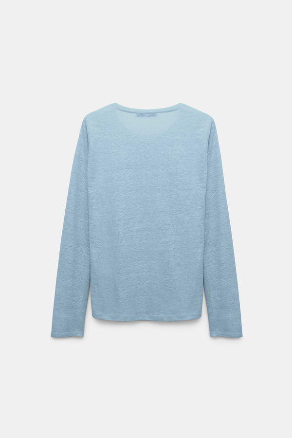 Dorothee Schumacher Long Sleeve Hemp T-Shirt in Blue