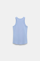 Dorothee Schumacher Fine Rib Tank Top with Embroidery in Blue