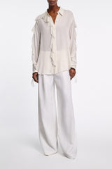 Dorothee Schumacher Technical Linen Wide Leg Pants in White