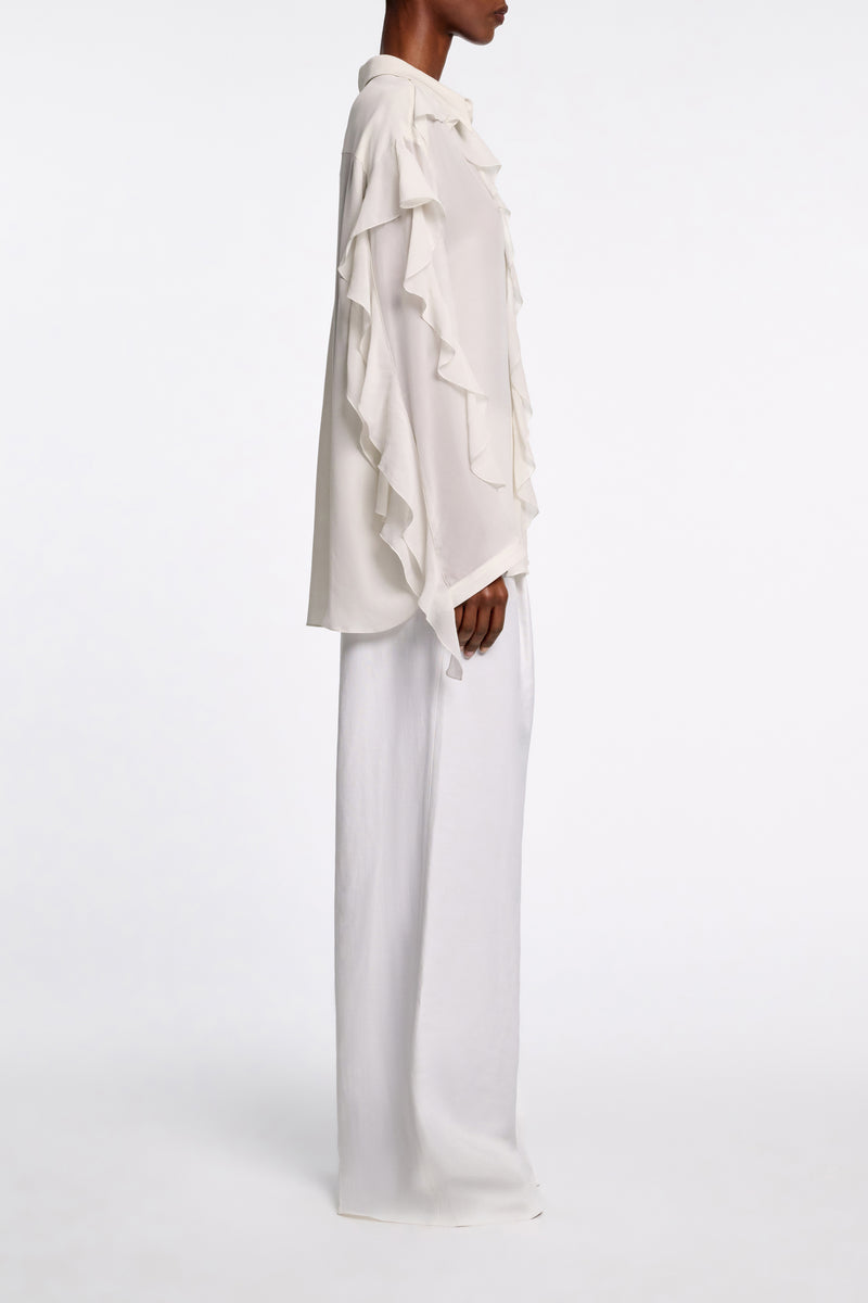 Dorothee Schumacher Technical Linen Wide Leg Pants in White