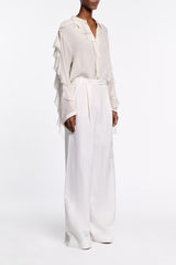 Dorothee Schumacher Technical Linen Wide Leg Pants in White