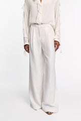 Dorothee Schumacher Technical Linen Wide Leg Pants in White