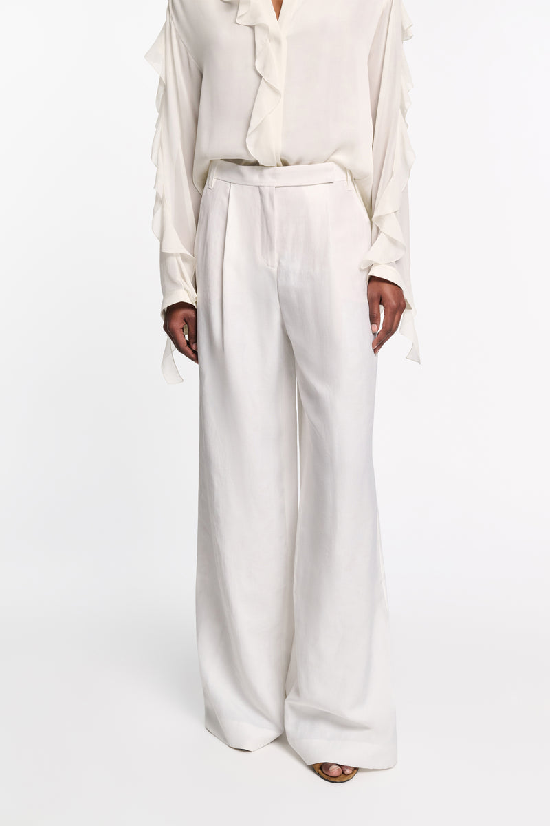 Dorothee Schumacher Technical Linen Wide Leg Pants in White