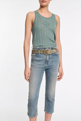 Dorothee Schumacher Fitted Capri Jeans with Frayed Waist