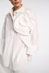 Dorothee Schumacher Cotton Poplin Shirt with XL Flower in White