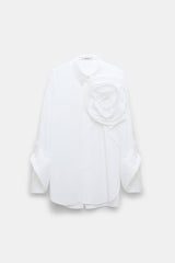 Dorothee Schumacher Cotton Poplin Shirt with XL Flower in White