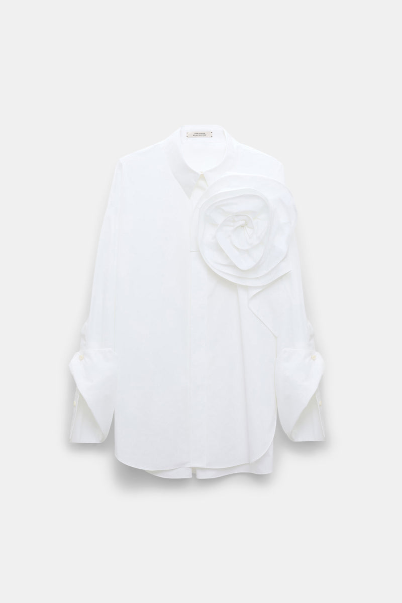 Dorothee Schumacher Cotton Poplin Shirt with XL Flower in White