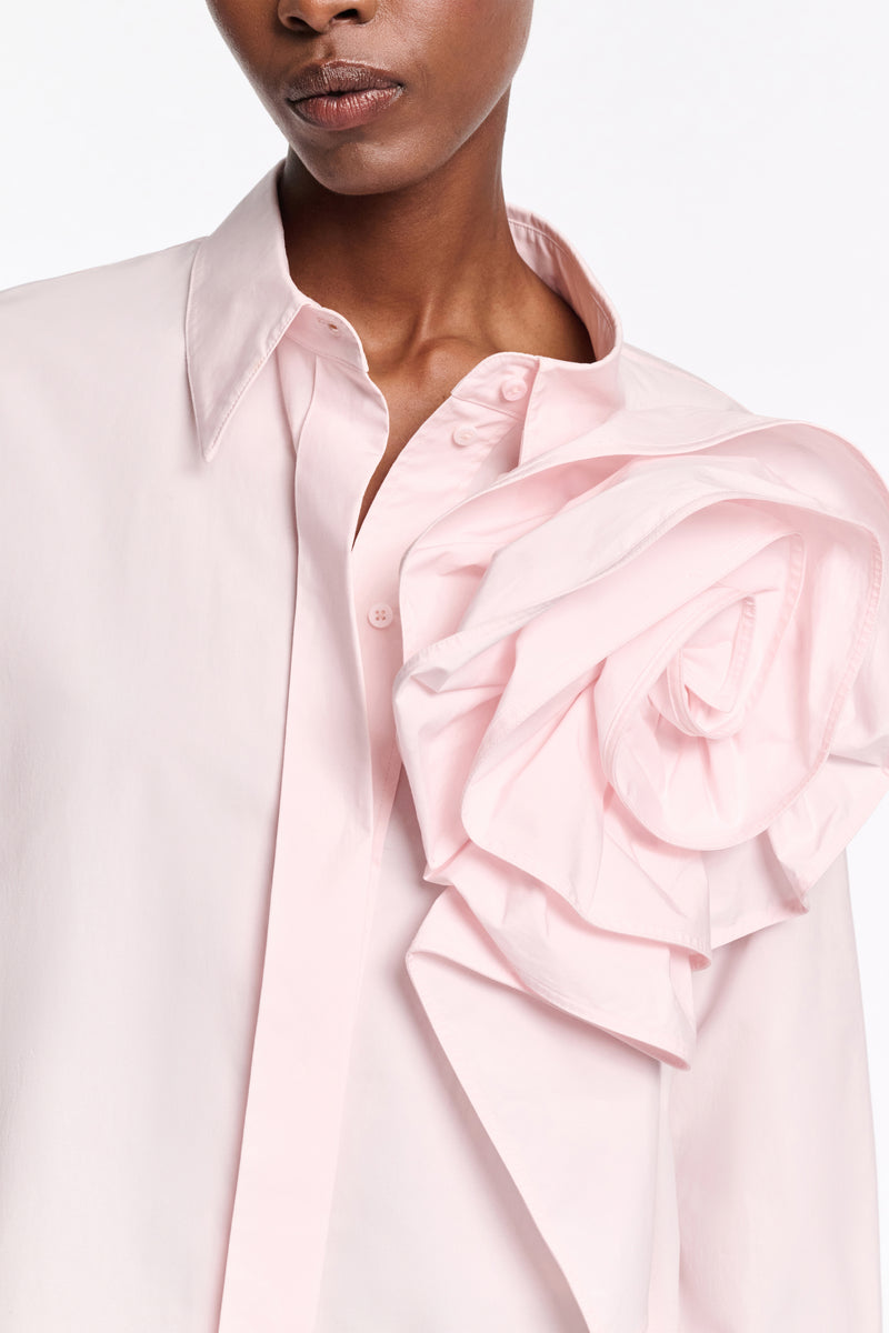 Dorothee Schumacher Cotton Poplin Shirt with XL Flower in Pink