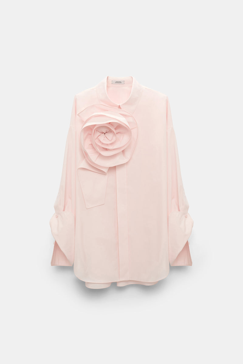 Dorothee Schumacher Cotton Poplin Shirt with XL Flower in Pink