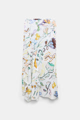 Dorothee Schumacher Printed Linen Bias Cut Maxi Skirt in White