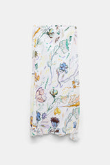 Dorothee Schumacher Printed Linen Bias Cut Maxi Skirt in White