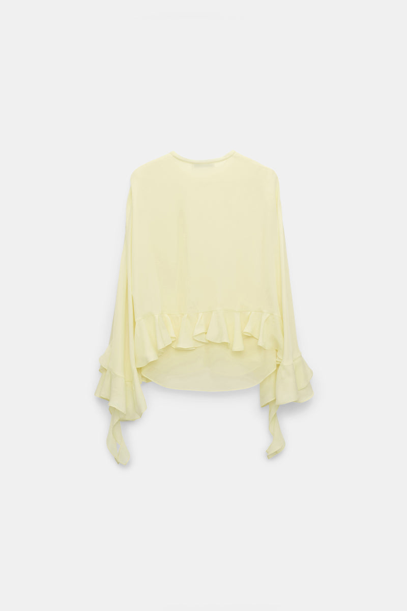 Dorothee Schumacher Silk Georgette Cape-Blouse in Yellow