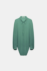 Dorothee Schumacher Silk Georgette Tie Blouse in Jade Green