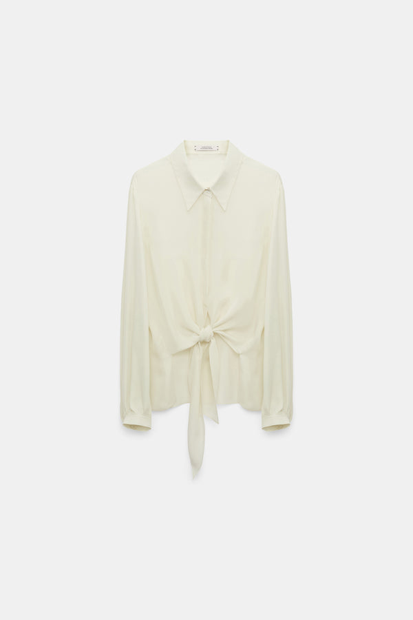 Dorothee Schumacher Silk Georgette Tie Blouse in Shadow White